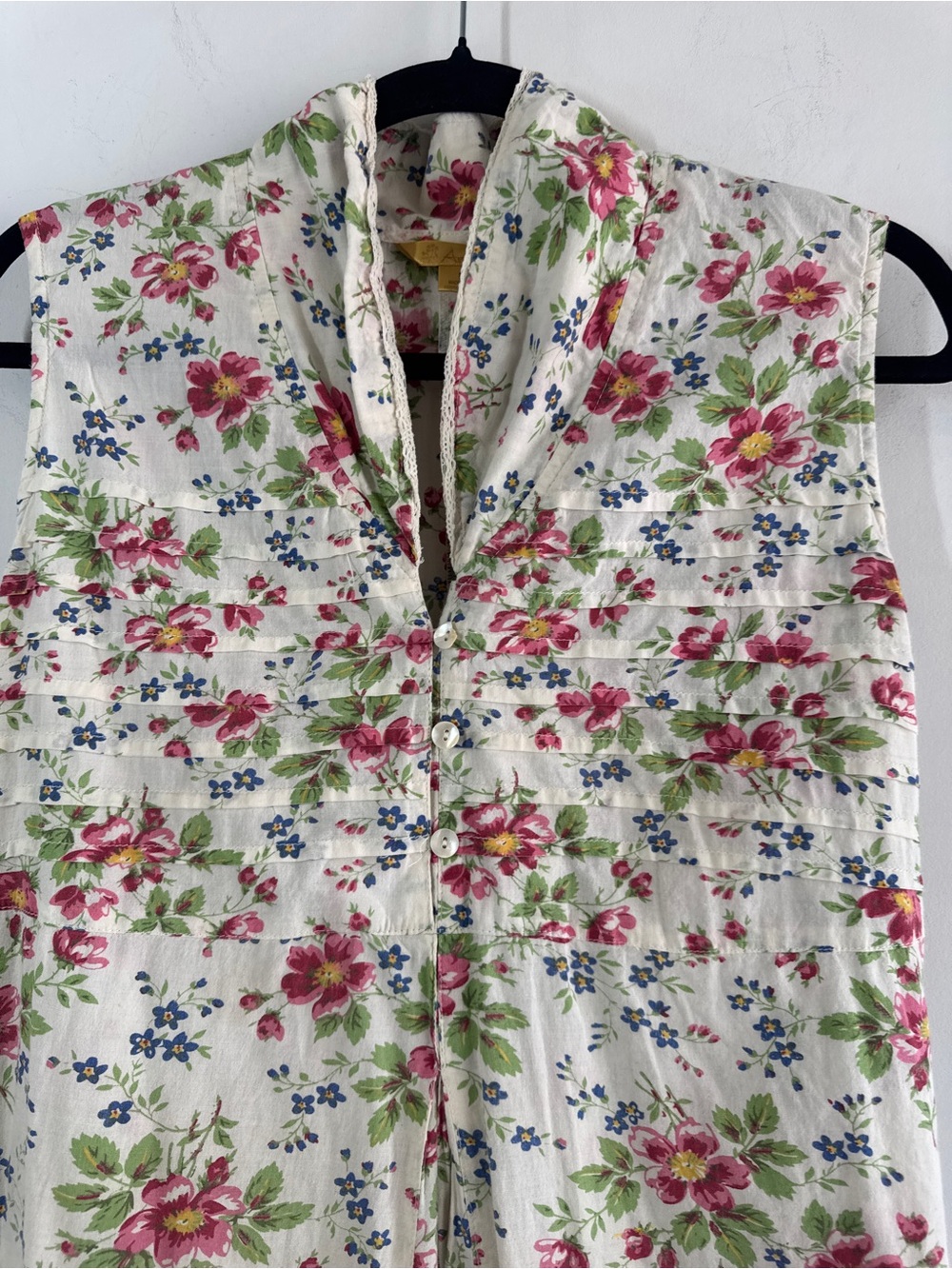VTG April Cornell Floral Cotton Midi Dress Ivory Medium Cottagecore Prairie Boho - Picture 2 of 14